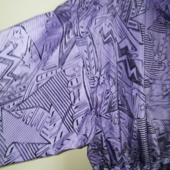 VINTAGE MISTRAL Purple & Black Abstract Comic Oversized Rain Coat Size Large - Picture 7 of 16